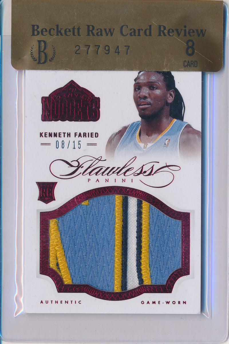 Panini 2012-2013 Flawless Ruby Jumbo Patches #2 Kenneth Faried 08/15 / BGS Grade 8