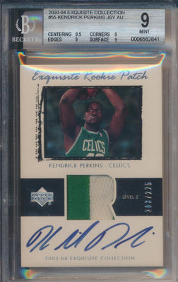 Upper Deck 2003-2004 Exquisite Collection Exquisite Rookie Patch Auto #55 Kendrick Perkins 203/225 / BGS Grade 9 / Auto Grade 10