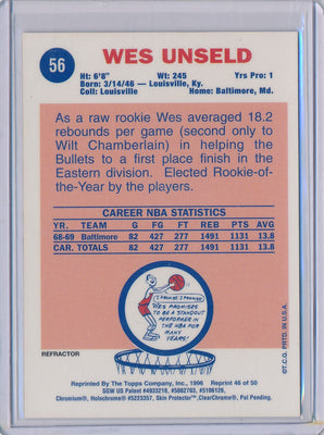 Topps 1996-1997 Finest Reprint Refractor #56 Wes Unseld