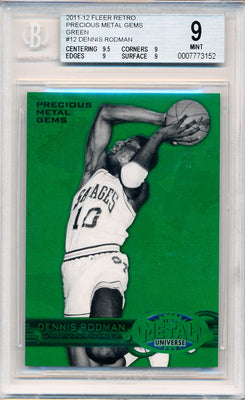 Upper Deck 2011-12 Fleer Retro Precious Metal Gems Green #PM-12 Dennis Rodman 08/10 / BGS Grade 9