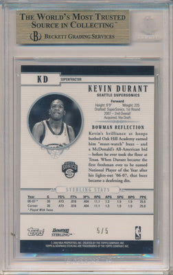 Topps  2007-2008 Bowman Sterling Gold Superfractors #KD Kevin Durant 5/5 / BGS Grade 9.5