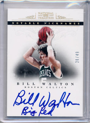 Panini 2012-2013 National Treasures  Notable Nicknames  #5 Bill Walton 28/49