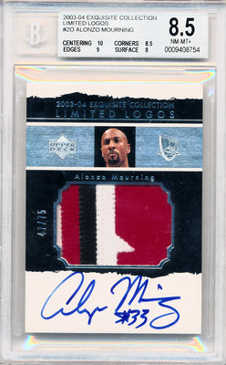 Upper Deck 2003-2004 Exquisite Collection Limited Logos #ZO Alonzo Mourning 47/75 / BGS Grade 8.5 / Auto Grade 10