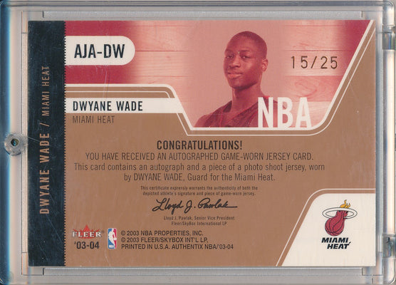 Fleer 2003-2004 Authentix Basketball #AJA-DW Dwyane Wade 15/25