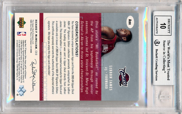 Upper Deck 2003-2004 SP Signature Edition  Autographed Parallel #A101 Lebron James 3/25 / BGS Grade 8.5 / Auto Grade 10