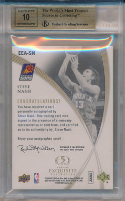 Upper Deck 2007-2008 Exquisite Collection Exclusives Autographs #EEA-SN Steve Nash 4/13 / BGS Grade 9.5 / Auto Grade 10