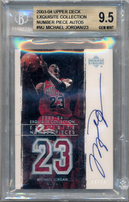 Upper Deck 2003-2004 Exquisite Collection Number Piece Autographs #NP-MJ Michael Jordan 11/23 / BGS Grade 9.5 / Auto Grade 10