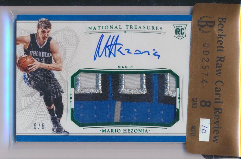 Panini 2015-2016 National Treasures Emerald RPA #105 Mario Hezonja 5/5 / BGS Grade 8 / Auto Grade 10