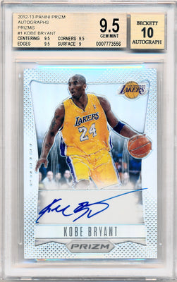 Panini 2012-2013 Prizm Autographs Prizms #1 Kobe Bryant 18/25 / BGS Grade 9.5 / Auto Grade 10