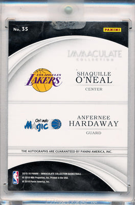 Panini 2015-2016 Immaculate Collection Dual Auto #35 Shaquille O'neal / Anfernee Hardaway 19/25