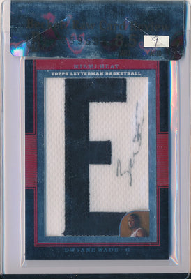 Topps 2008-2009 Letterman Authentic Autograph Patch Card #LA-DWA Dwyane Wade 2/5 / BGS Grade 8.5 / Auto Grade 9