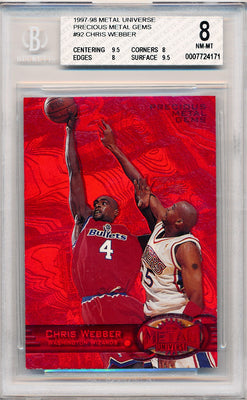 Skybox 1997-1998 Metal Universe Championship Precious Metal Gems Red #92 Chris Webber 87/100 / BGS Grade 8