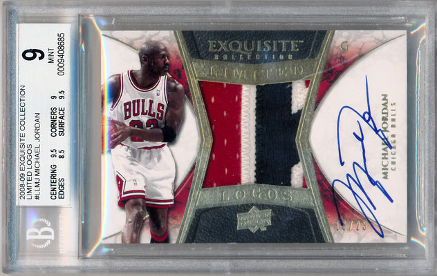 Upper Deck 2008-2009 Exquisite Collection Limited Logos #LLMJ Michael Jordan 13/23 / BGS Grade 9 / Auto Grade 10