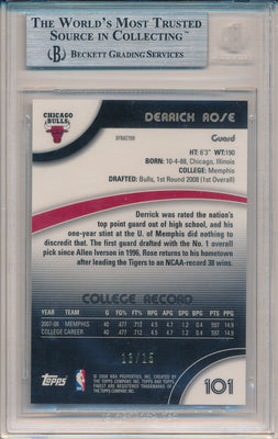 Topps 2007-08 Finest X-Fractor #101 Derrick Rose 13/15 / BGS Grade 9