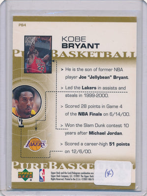 Upper Deck 2001 Pure Basketball  #PB4 Kobe Bryant