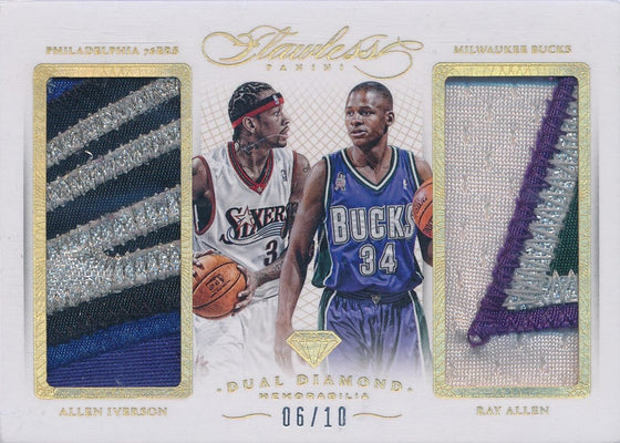 Panini 2014-2015 Flawless Gold Dual Diamond Patches #DD-2K1 Allen Iverson/ Ray Allen 06/10 / BGS Grade 7.5