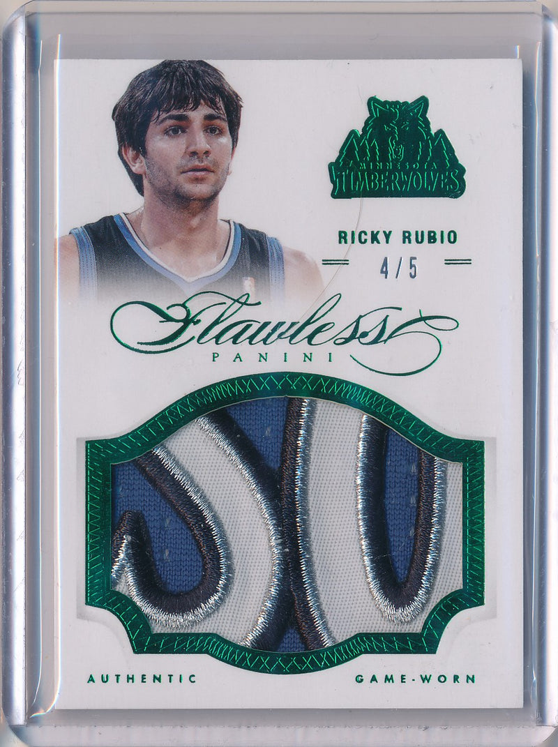 Panini 2012-2013 Flawless Emerald Jumbo Patches #11 Ricky Rubio 4/5