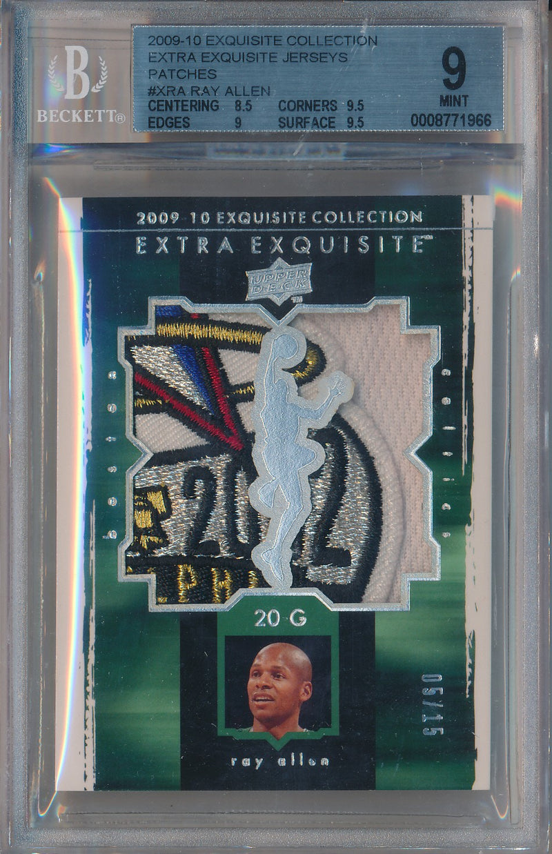 Upper Deck 2009-2010 Exquisite Collection Extra Exquisite Jumbo Patch #X-RA Ray Allen 5/15 / BGS Grade 9