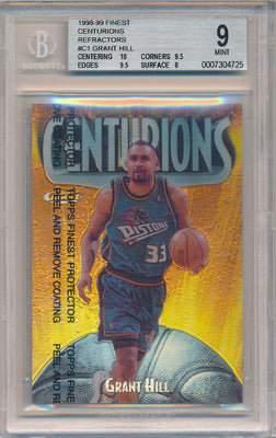 Topps 1998-1999 Finest  Centurions Refractor W/ Peel #C1 Grant Hill 58/75 / BGS Grade 9