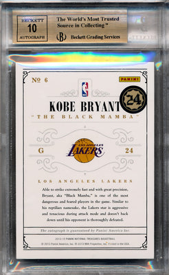 Panini 2012-2013 National Treasures Notable Nicknames #6 Kobe Bryant 16/49 / BGS Grade 9.5 / Auto Grade 10