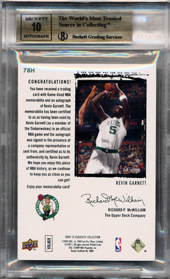 Upper Deck 2009-2010 Exquisite Collection Rookie Patch Flashback #78H Kevin Garnett 20/25 / BGS Grade 9.5 / Auto Grade 10