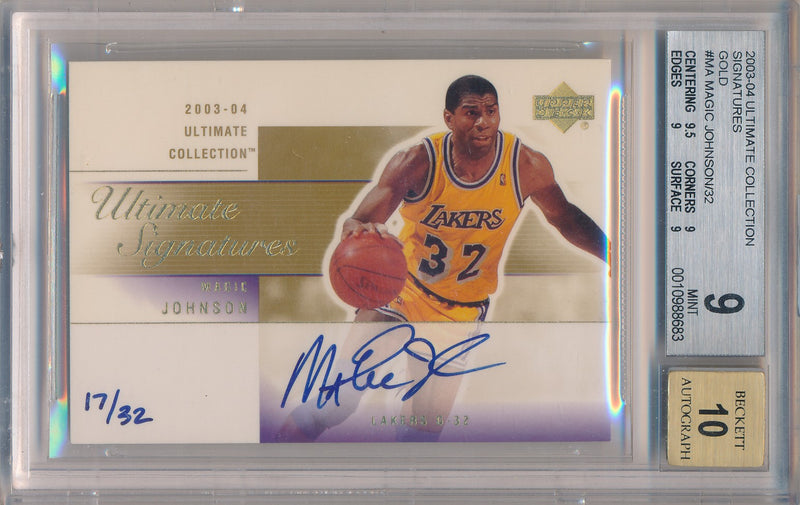 Upper Deck 2003-2004 Ultimate Collection Signatures Gold #MA-A Magic Johnson 17/32 / BGS Grade 9 / Auto Grade 10