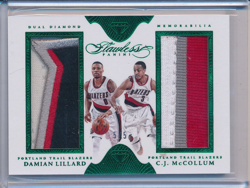 Panini 2015-2016 Flawless Emerald Dual Diamond Patches #DD-PDXT Damian Lillard/ C.J. McCollum 5/5