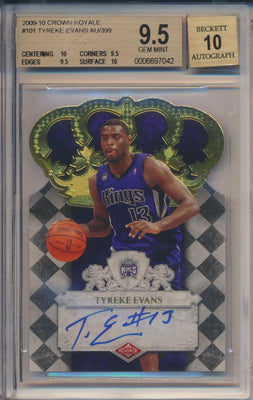 Panini  2009-2010 Crown Royale RC Auto #101 Tyreke Evans 341/399 / BGS Grade 9.5 / Auto Grade 10