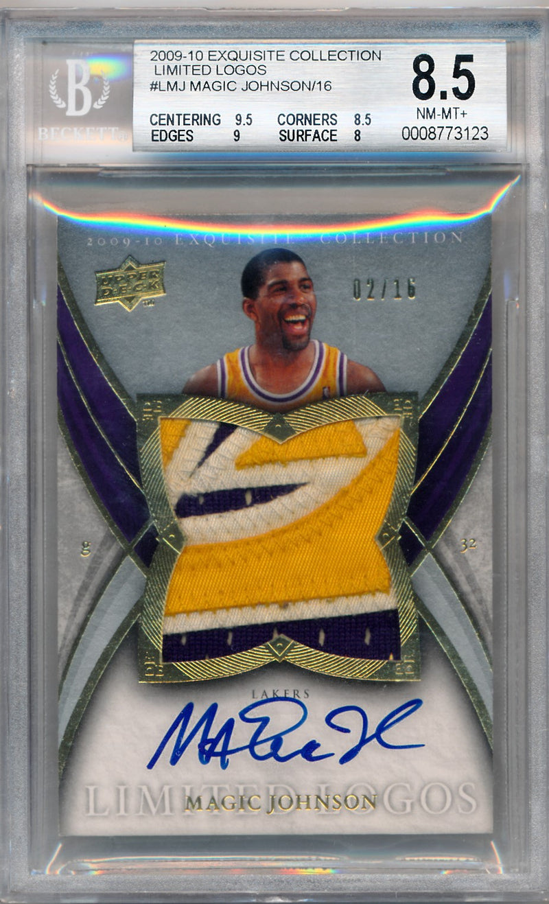 Upper Deck 2009-2010 Exquisite Collection Limited Logos #LMJ Magic Johnson 2/16 / BGS Grade 8.5 / Auto Grade 10