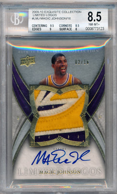 Upper Deck 2009-2010 Exquisite Collection Limited Logos #LMJ Magic Johnson 2/16 / BGS Grade 8.5 / Auto Grade 10