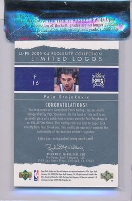 Upper Deck 2003-2004 Exquisite Collection Limited Logos #LLPS Peja Stojakovic 72/75 / Auto Grade 9