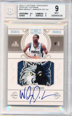 Panini 2010-2011 National Treasures  Century Platinum #204 Wesley Johnson 3/5 / BGS Grade 9 / Auto Grade 10