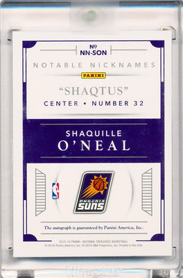 Panini 2015-2016 National Treasures  Notable Nicknames  #NN-SON Shaquille O'Neal 6/25