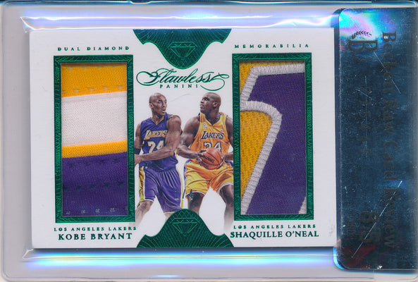 Panini 2015-2016 Flawless Emerald Dual Diamond Patches #DD-LAKE Kobe Bryant/ Shaquille O'neal 1/4 / BGS Grade 8.5