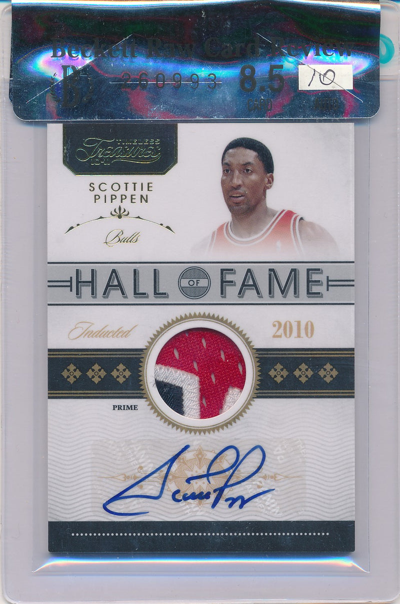 Panini 2010-2011 Timeless Treasures Hall Of Fame #1 Scottie Pippen 1/10 / BGS Grade 8.5 / Auto Grade 10