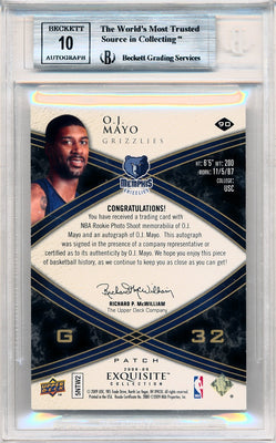 Upper Deck 2008-2009 Exquisite Collection Rookie Parallel #90 O.J. Mayo 16/32 / BGS Grade 9 / Auto Grade 10