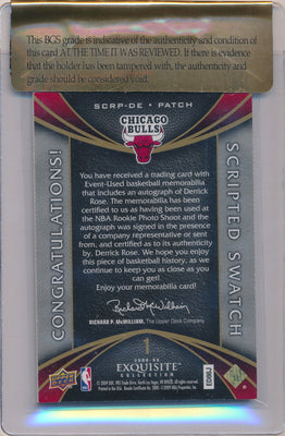 Upper Deck 2008-09 Exquisite Collection Scripted Swatches #SCRP-DE Derrick Rose 25/25 / BGS Grade 8 / Auto Grade 10