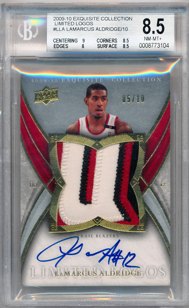 Upper Deck 2009-2010 Exquisite Collection Limited Logos #LLA Lamarcus Aldridge 5/10 / BGS Grade 8.5 / Auto Grade 10