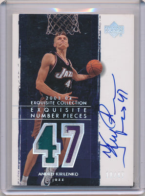 Upper Deck 2003-2004 Exquisite Collection Number Piece Autographs #NP-AK Andrei Kirilenko 10/47