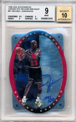 Upper Deck 1996 Uda Autographs Jordan Spx Record Breaker  #R1 Michael Jordan 199/250 / BGS Grade 9 / Auto Grade 10