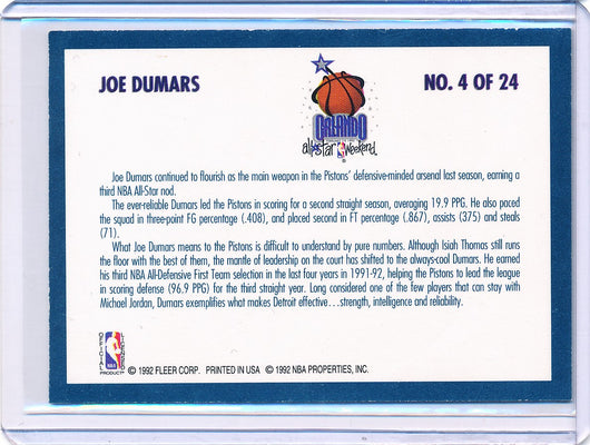 Fleer 1992-1993 Basketball All Star Weekend #4/24 Joe Dumars
