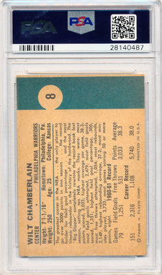 Fleer 1961 Sportscard Guaranty  #8 Wilt Chamberlain  / PSA Grade 6 / BGS Grade None