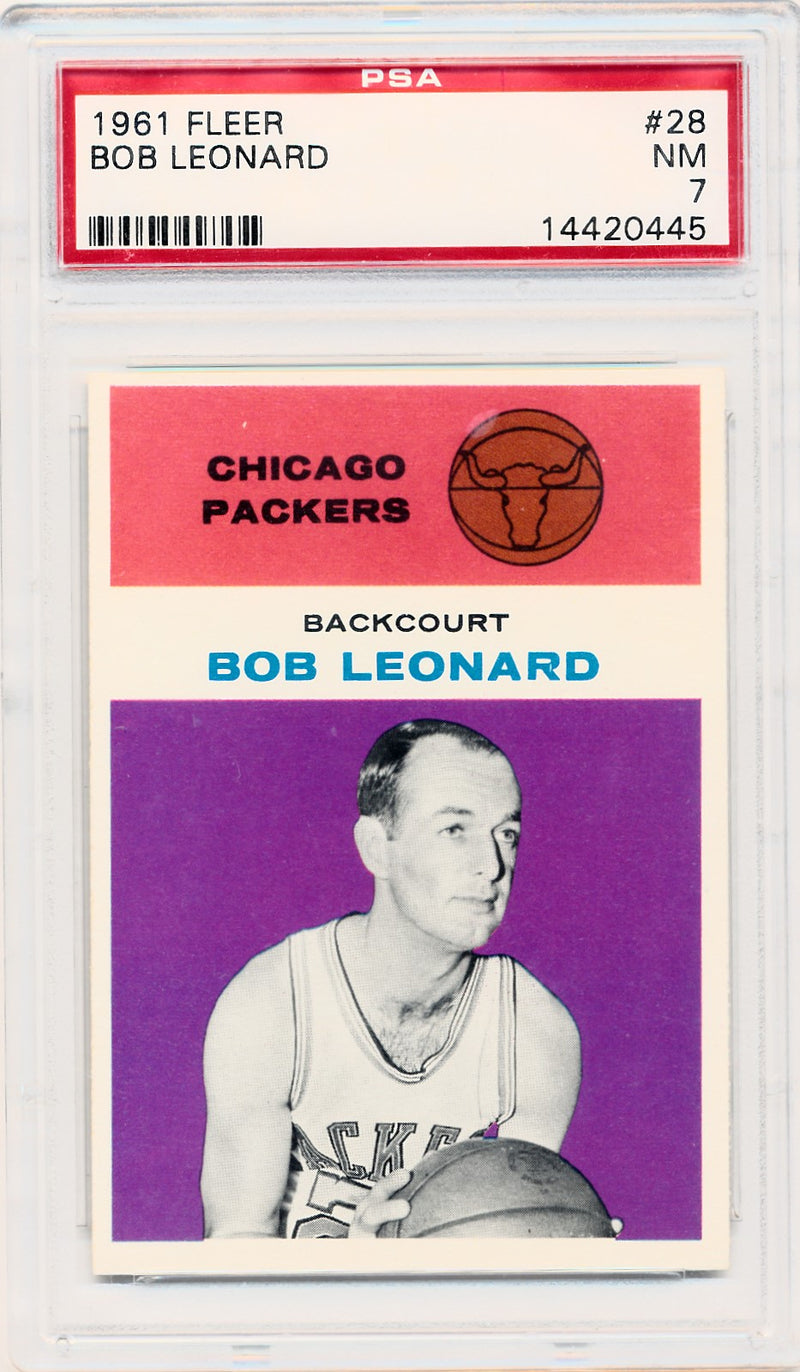 Fleer 1961 Chicago Packers  #28 Bob Leonard  / PSA Grade 7