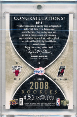 Upper Deck 2007-2008 Exquisite Collection Draft Picks Reservation #DPF Derrick Rose / Eric Gordon / Jerryd Bayless 2/99