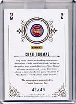 Panini 2010-2011 National Treasures Notable Nicknames  #2 Isiah Thomas 42/49