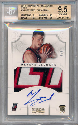 Panini 2012-2013 National Treasures  Gold #161 Meyers Leonard 4/5 / BGS Grade 9.5 / Auto Grade 10