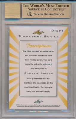 Leaf 2012-2013 Leaf Signature Inscriptions #IA-SP1 Scottie Pippen 1/1 / BGS Grade 9.5 / Auto Grade 10