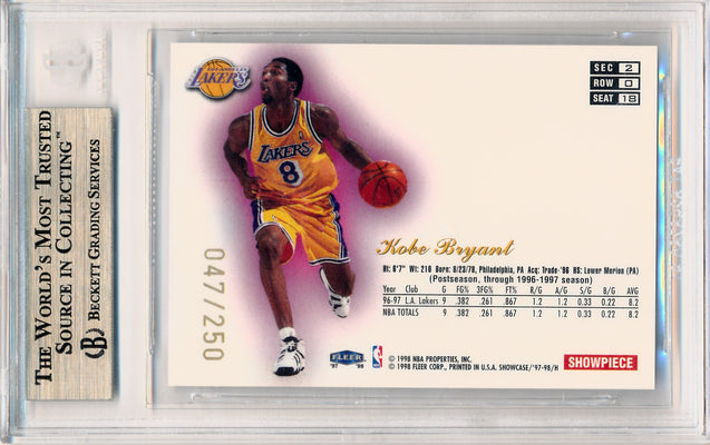 Fleer 1997-1998 Flair Showcase Row 0 #18 Kobe Bryant 47/250 / BGS Grade 9.5