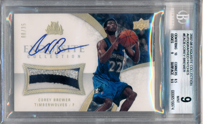 Upper Deck 2007-2008 Exquisite Collection Autographed Patches #EACB Corey Brewer 8/35 / BGS Grade 9 / Auto Grade 10