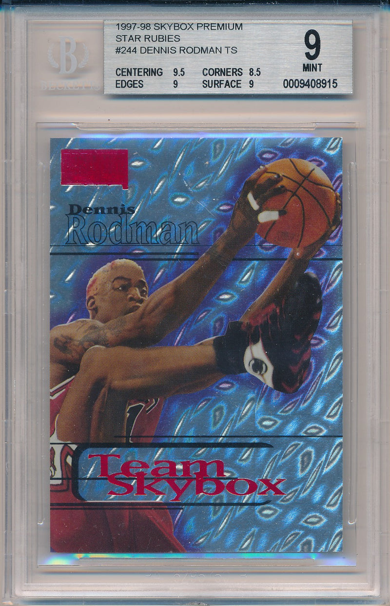 SkyBox 1997-1998 Premium Star Rubies #244 Dennis Rodman 12/50 / BGS Grade 9